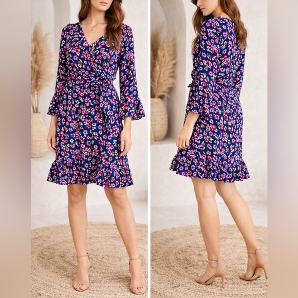 & Other Stories Tie Frill Dress in Floral Multicolored